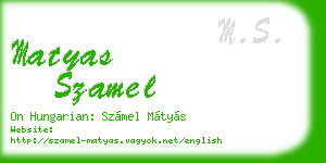 matyas szamel business card