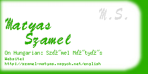 matyas szamel business card